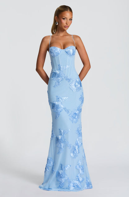 Vestido Longo Nefertiti - Azul Glacial