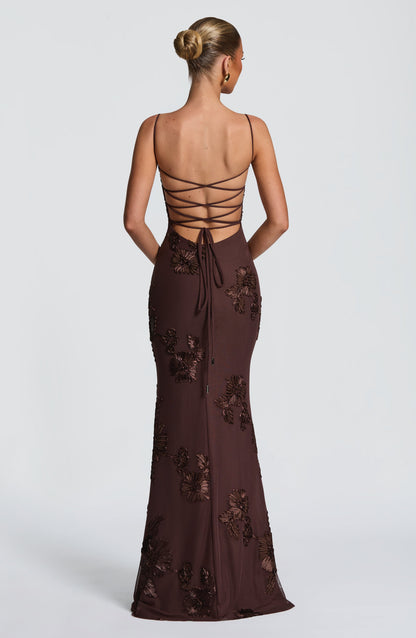 Vestido Longo Nefertiti - Ameixa/Marrom