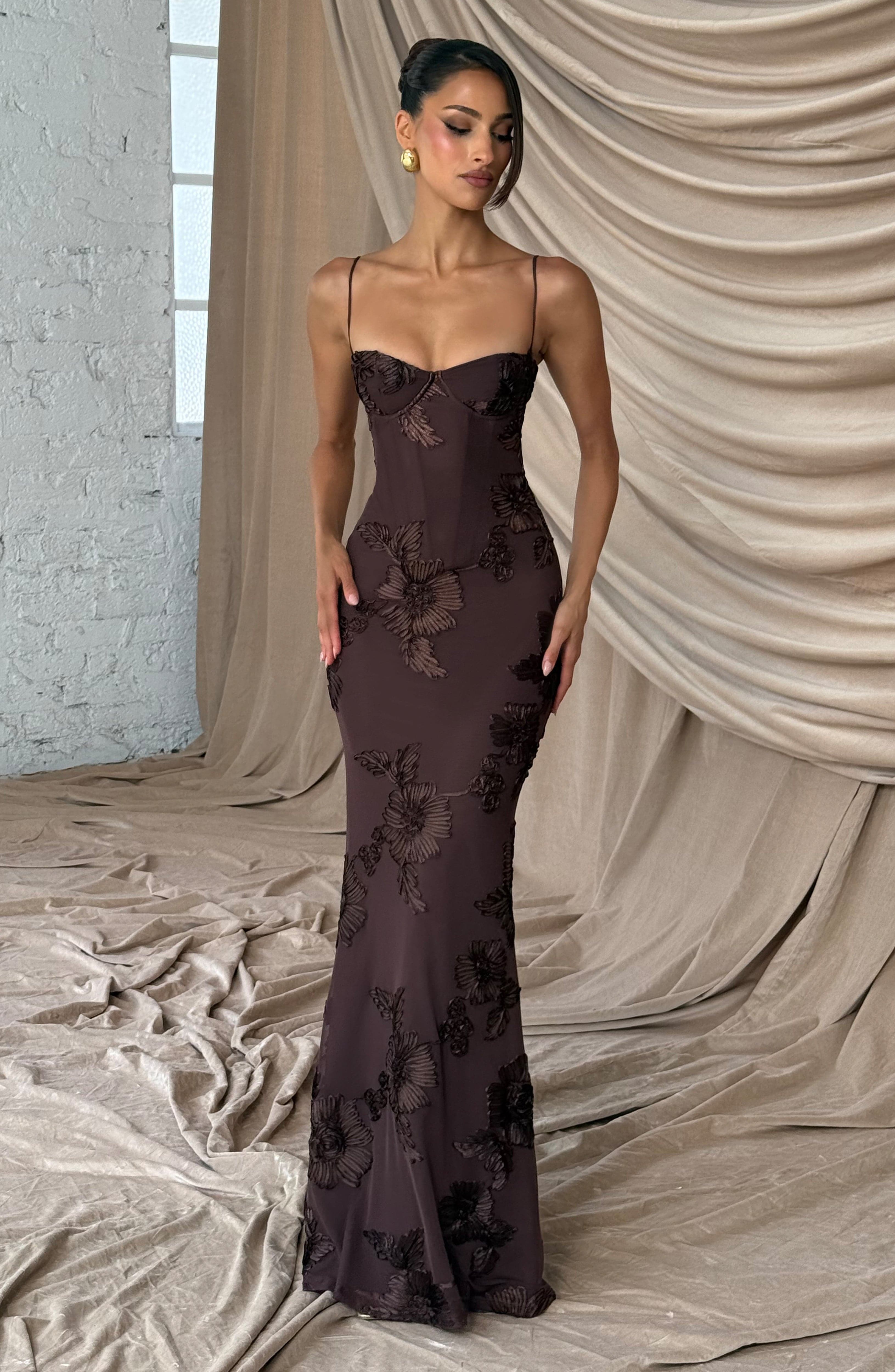 Vestido Longo Nefertiti - Ameixa/Marrom