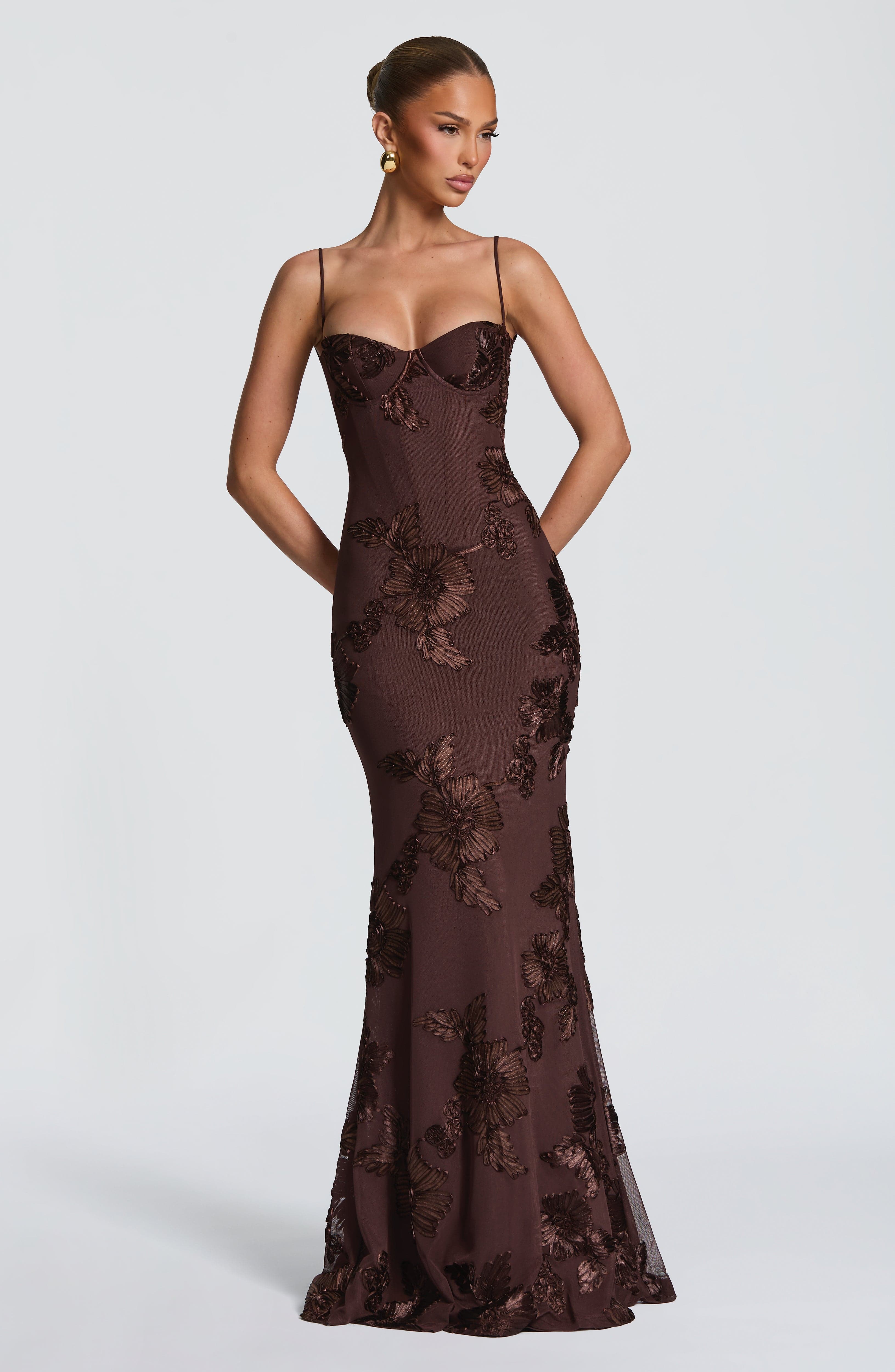Vestido Longo Nefertiti - Ameixa/Marrom