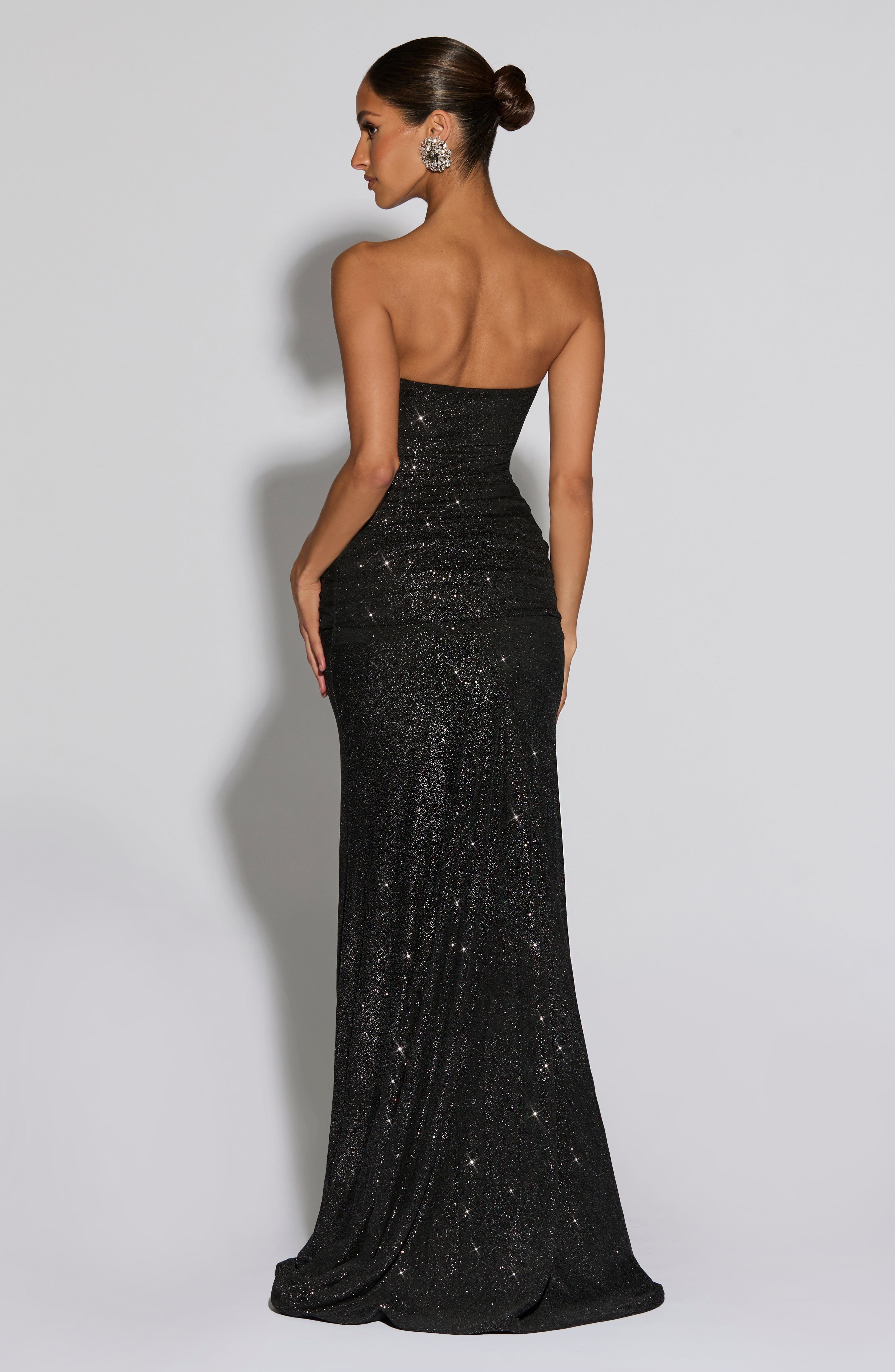 Vestido Longo Paula - Preto com Brilho