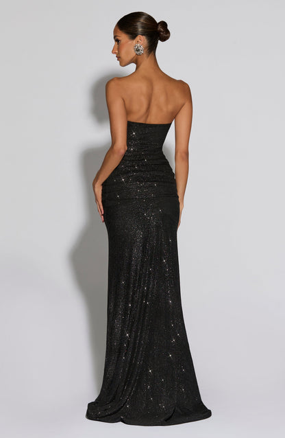 Vestido Longo Paula - Preto com Brilho