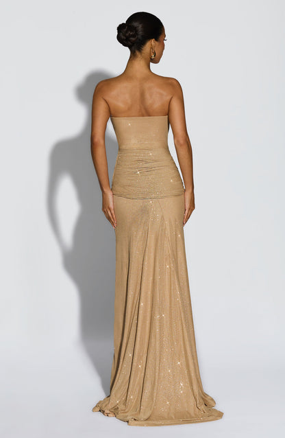Vestido Longo Paula - Dourado Cintilante