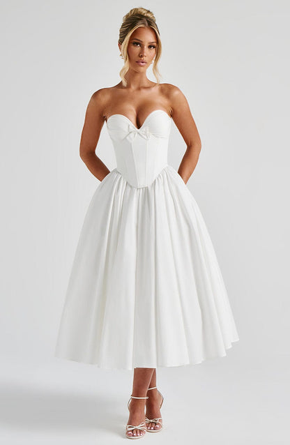 Vestido Midi Prim - Marfim