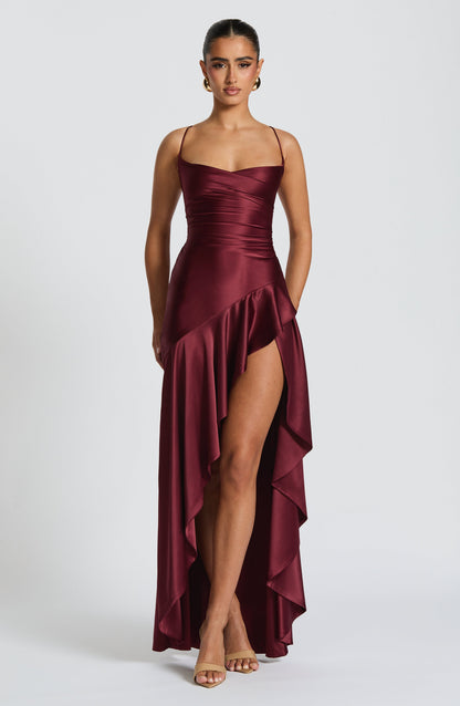 Vestido Longo Samira - Cereja Laqueada