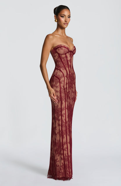 Vestido Longo Sian - Bordô