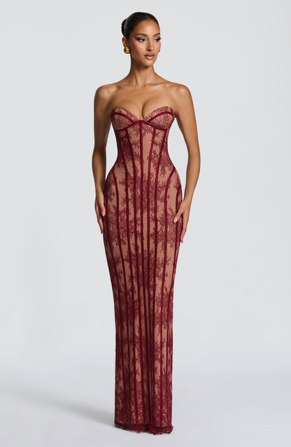 Vestido Longo Sian - Bordô