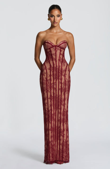 Vestido Longo Sian - Bordô