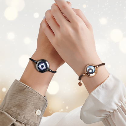 [ Red Gift Packaging] Sun & Moon Touch Bracelets with Milan Rope (Black+Brown)