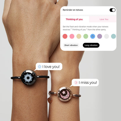 Sun and Moon Touch Bracelets with Milan Rope (Black+Brown)