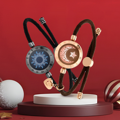 [ Red Gift Packaging] Sun & Moon Touch Bracelets with Milan Rope (Black+Brown)