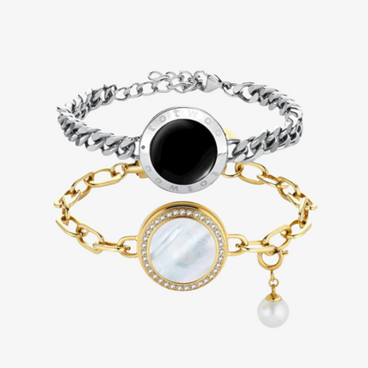 Soulmate 2.0 Touch  Bracelets Set(Silver Cuban Chain+Gold Paperclip Chain）