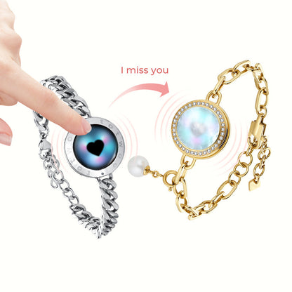 Soulmate 2.0 Touch  Bracelets Set(Silver Cuban Chain+Gold Paperclip Chain）