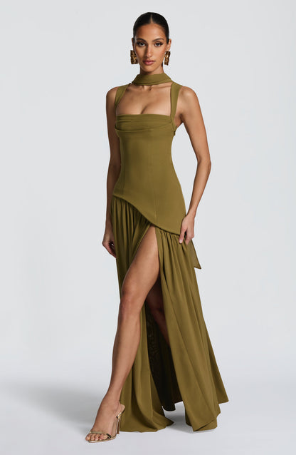 Vestido Longo Tullulah - Verde Oliva Escuro