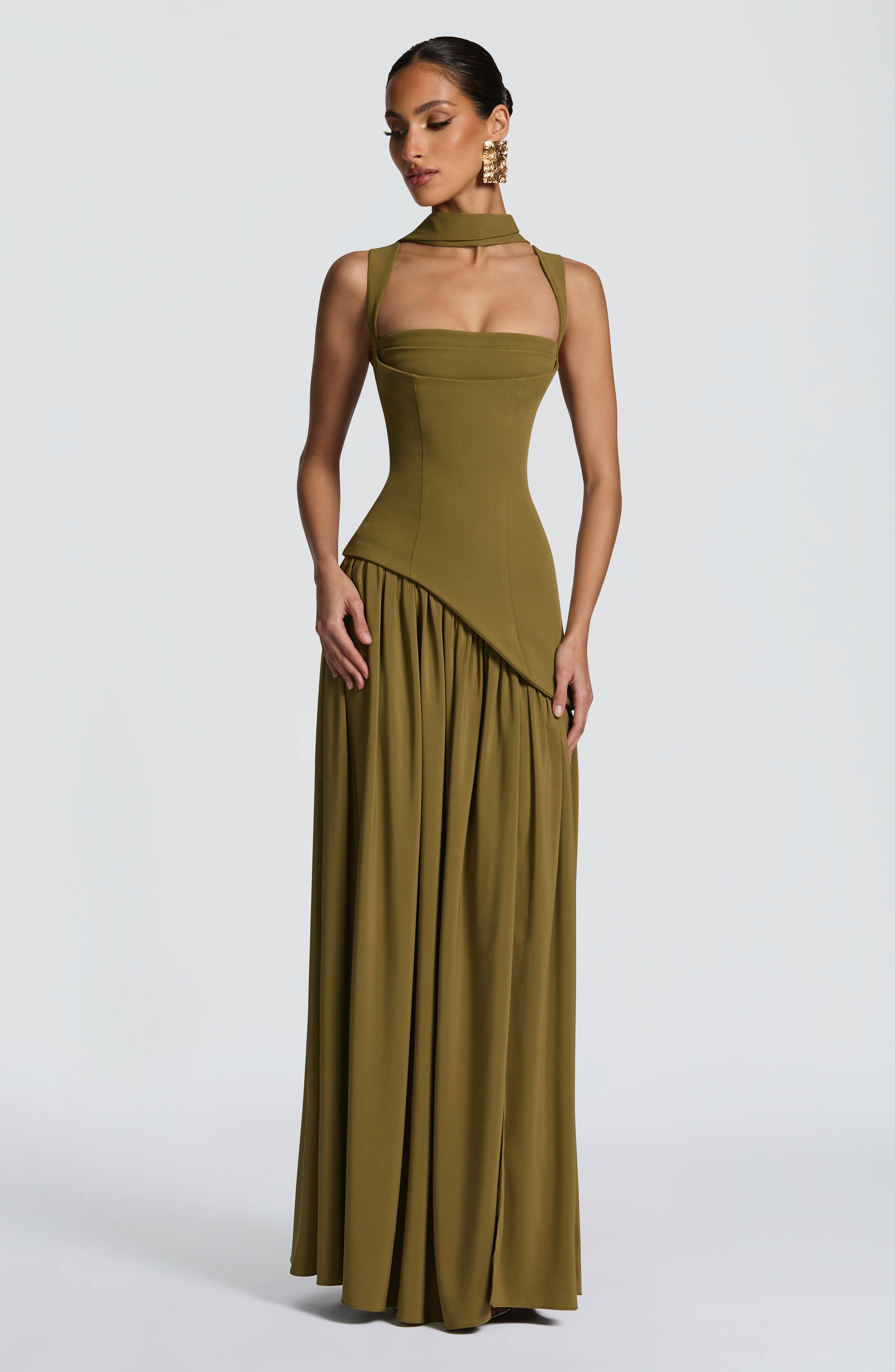 Vestido Longo Tullulah - Verde Oliva Escuro