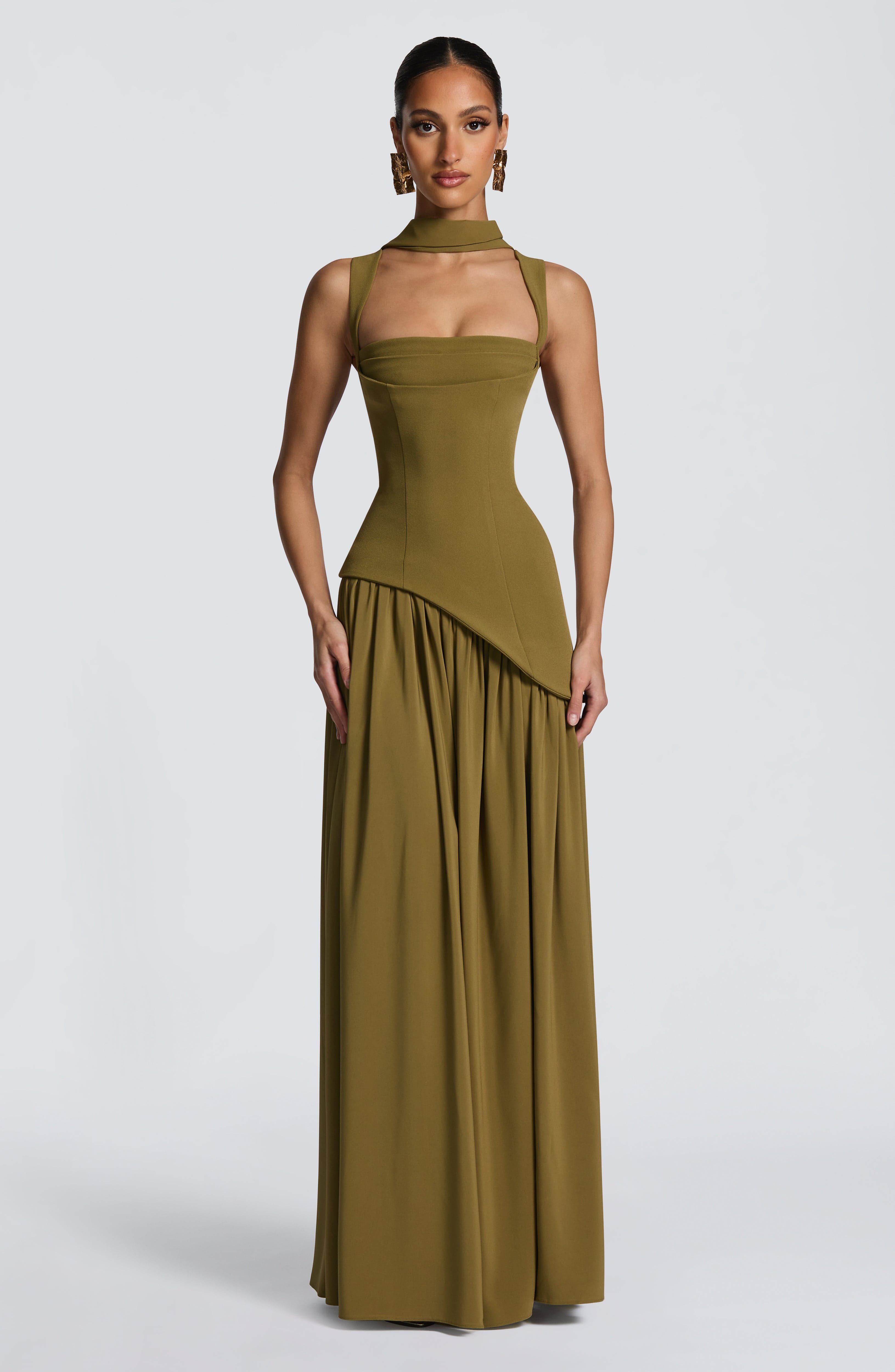 Vestido Longo Tullulah - Verde Oliva Escuro