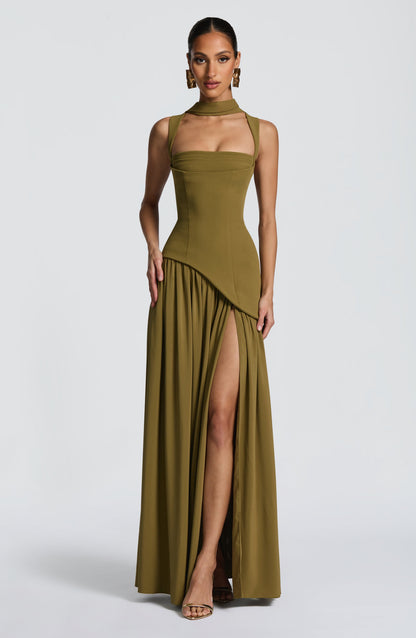 Vestido Longo Tullulah - Verde Oliva Escuro