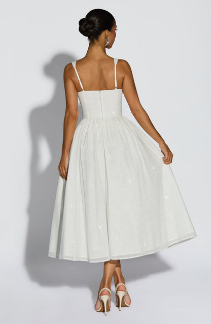 Vestido Midi Vivienne - Marfim Cintilante