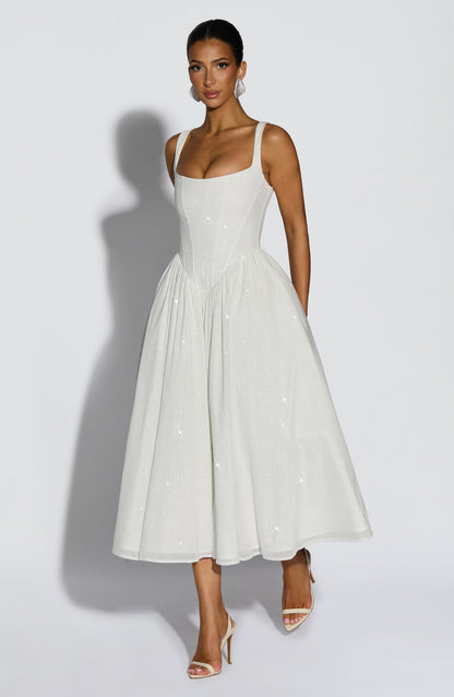 Vestido Midi Vivienne - Marfim Cintilante