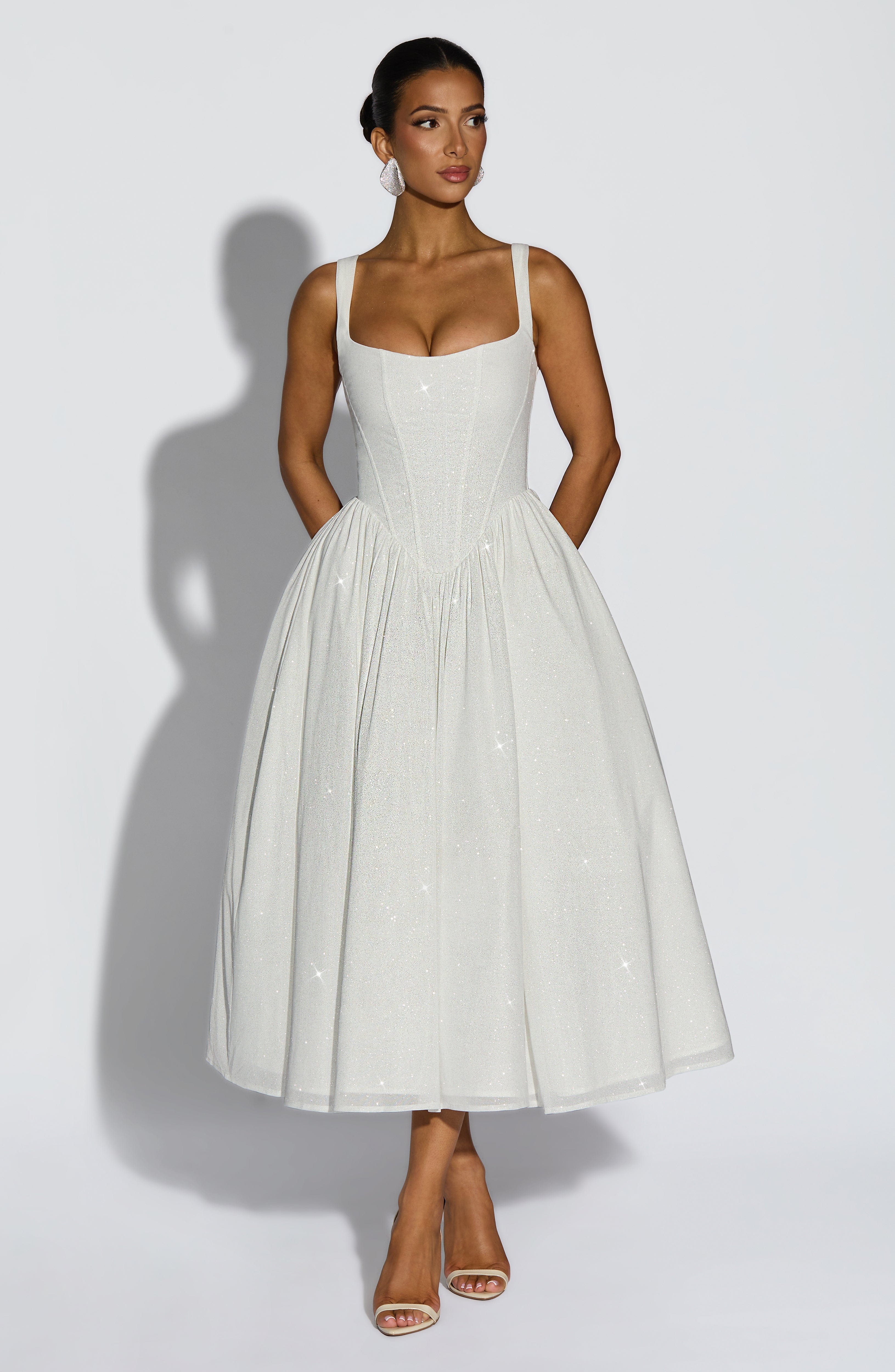 Vestido Midi Vivienne - Marfim Cintilante