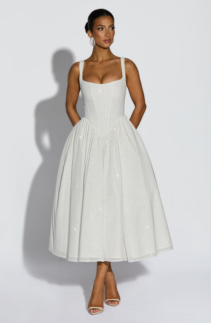 Vestido Midi Vivienne - Marfim Cintilante