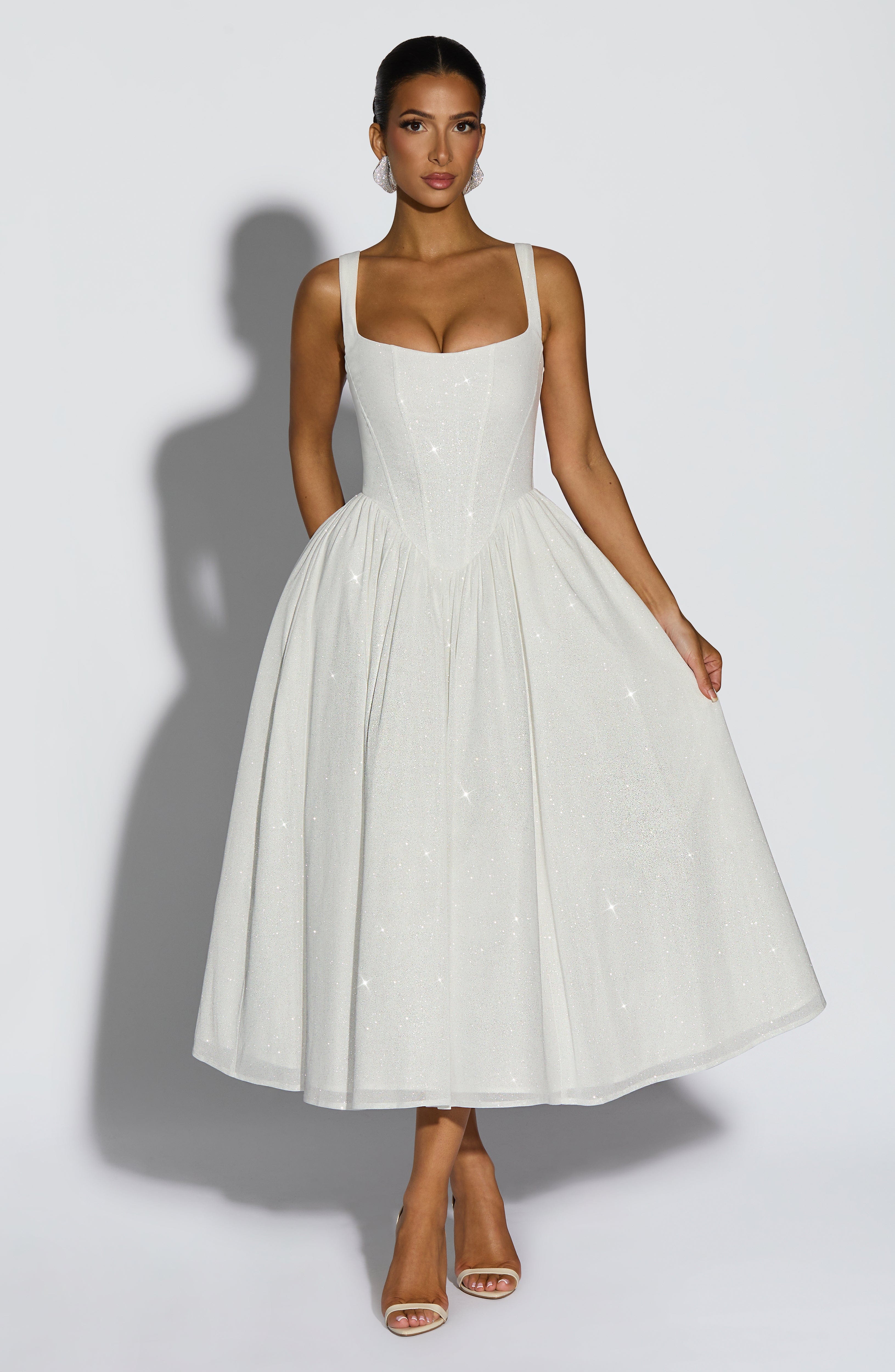 Vestido Midi Vivienne - Marfim Cintilante