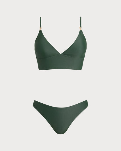 Conjunto de Tankini com Alças Cruzadas em X — Verde