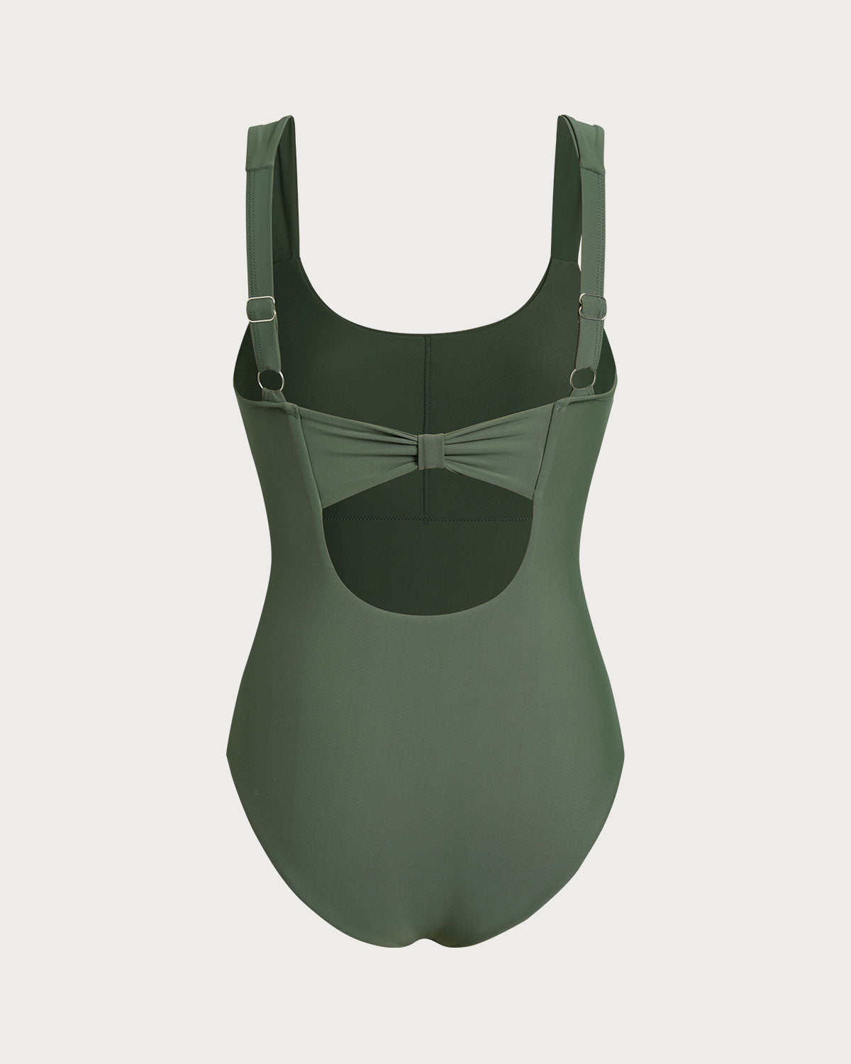 Maiô inteiro verde com decote em U e efeito modelador na barriga