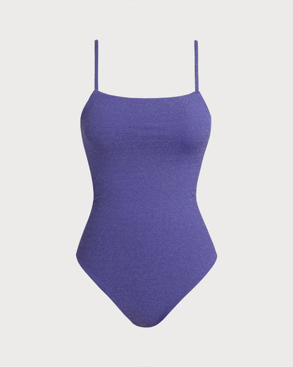 Maiô roxo com alças cruzadas em X e tecido super elástico