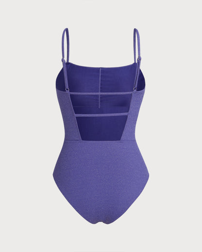 Maiô roxo com alças cruzadas em X e tecido super elástico