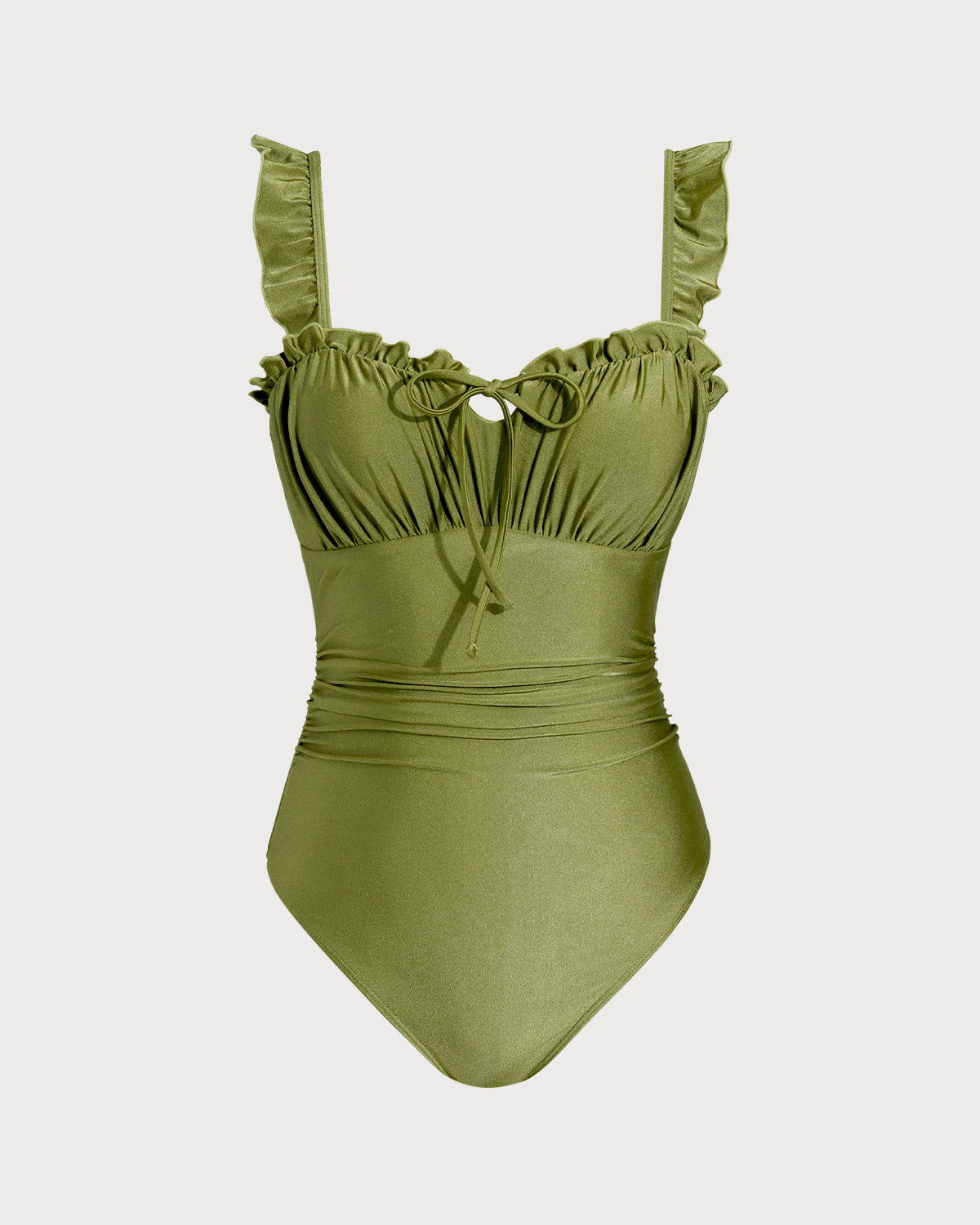 Maiô estilo bralette com franzidos — Verde
