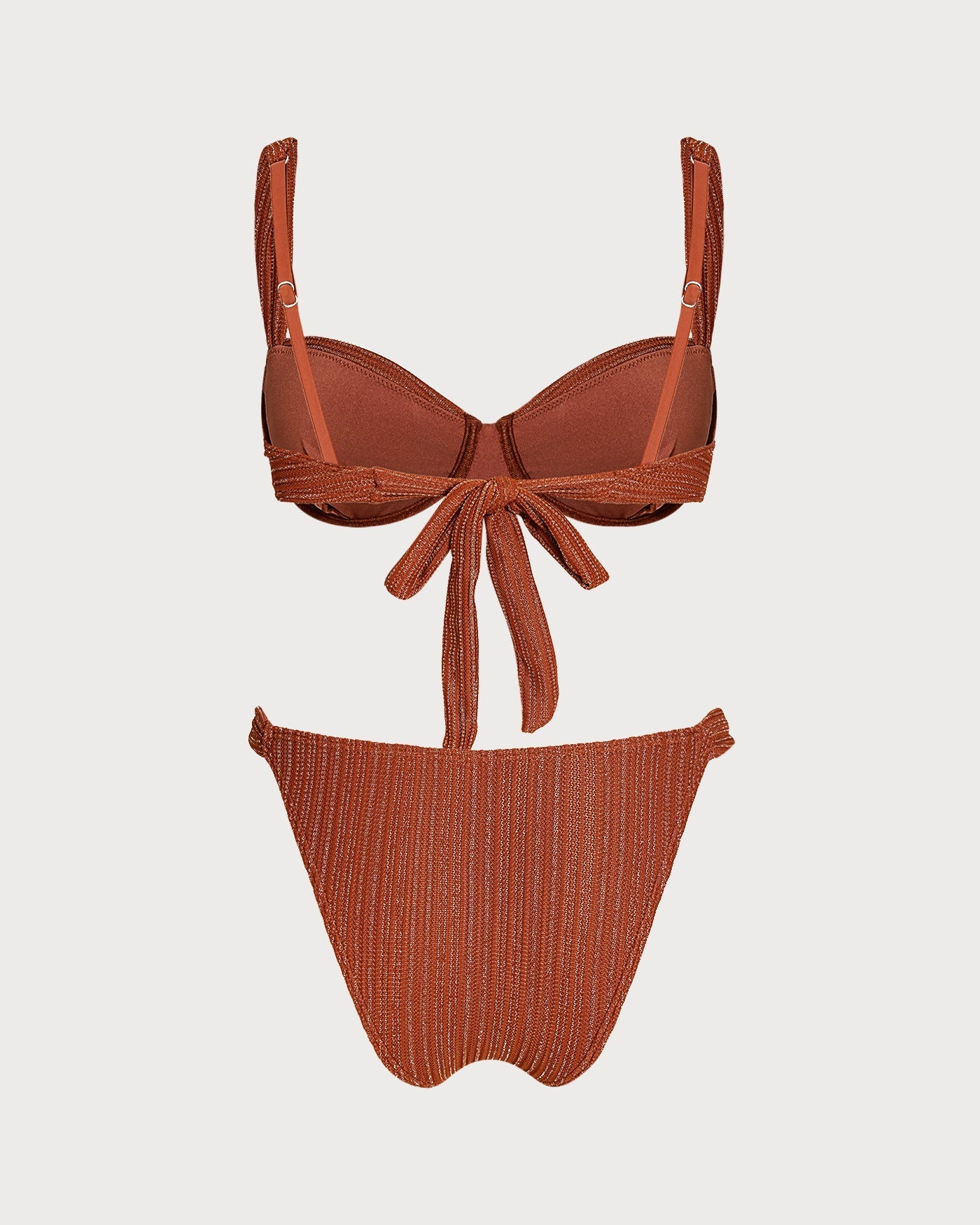 Conjunto de Biquíni com Aro e Lantejoulas — Vermelho Tijolo