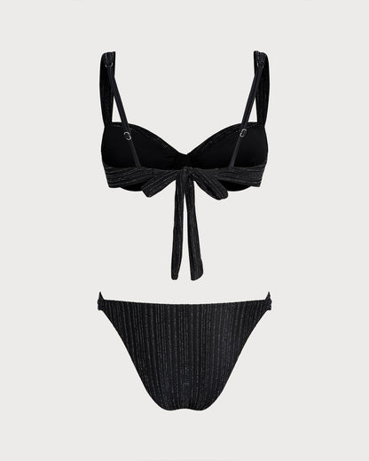 Conjunto de biquíni com aro e paetês — Preto