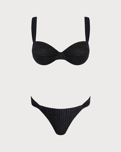 Conjunto de biquíni com aro e paetês — Preto