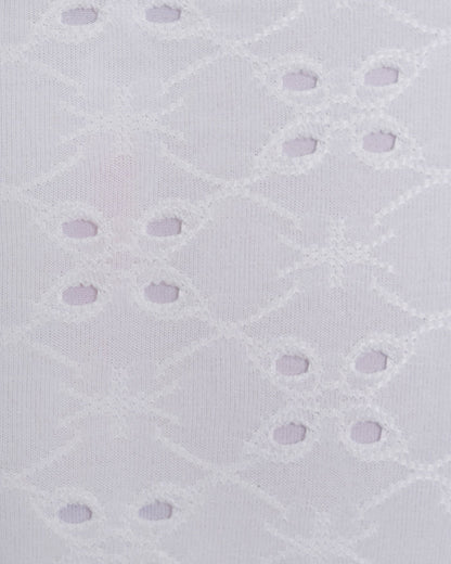 Conjunto de biquíni em jacquard branco com aro e cordão ajustável