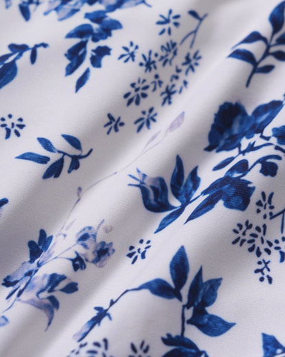 Conjunto de Biquíni Cortininha Floral Branco com Amarração