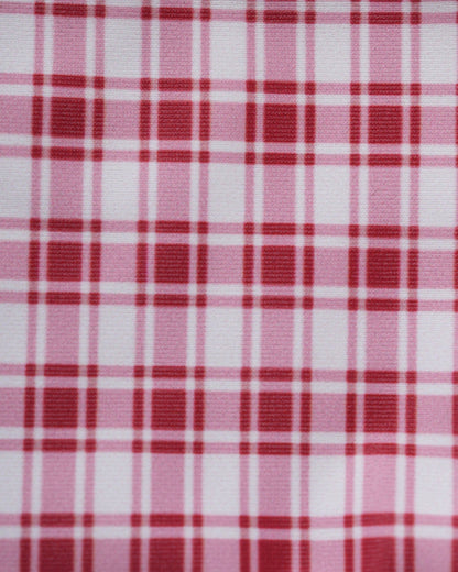Conjunto de biquíni com aro e estampa xadrez vermelha