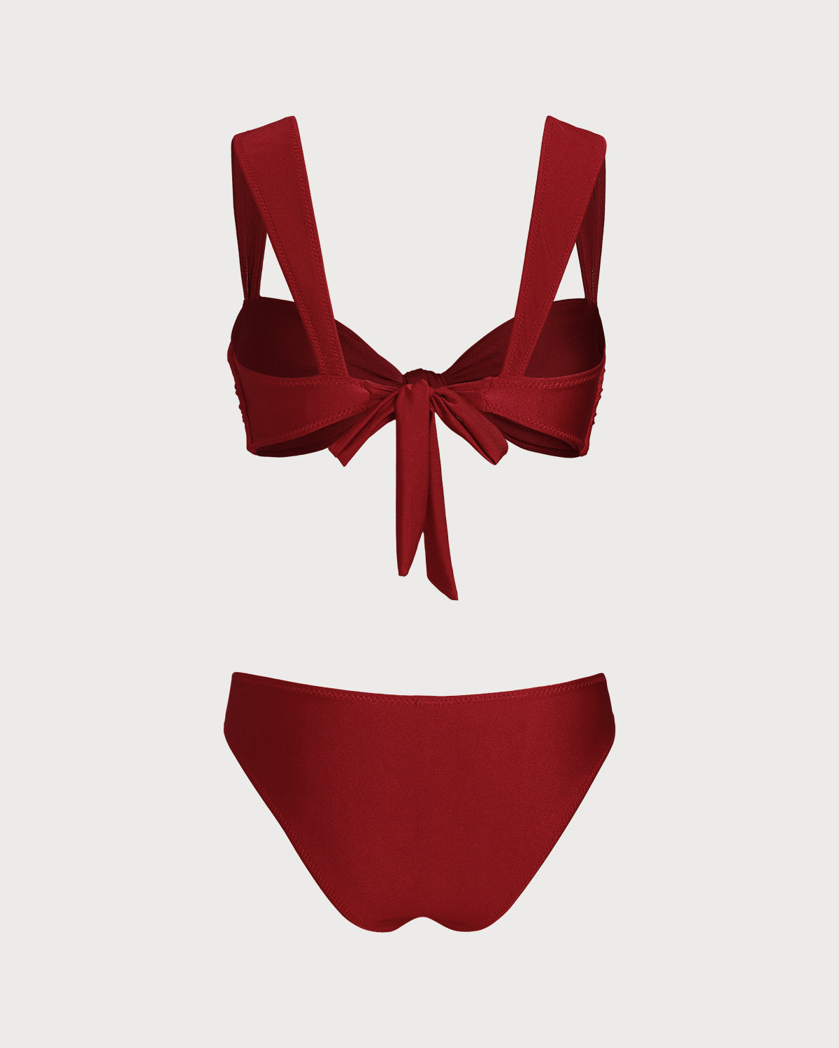 Conjunto de biquíni triângulo vermelho com calcinha de cintura baixa