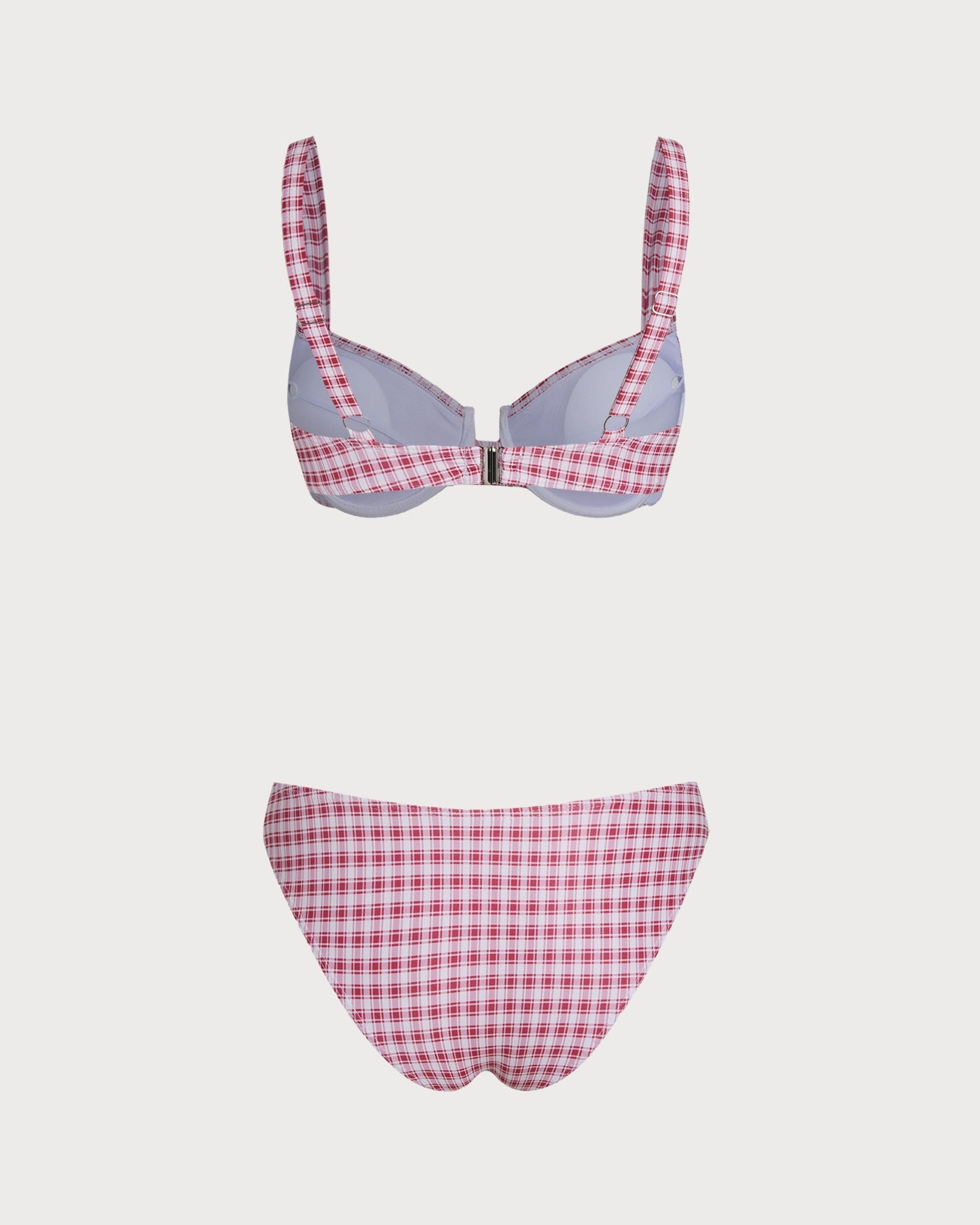 Conjunto de biquíni com aro e estampa xadrez vermelha