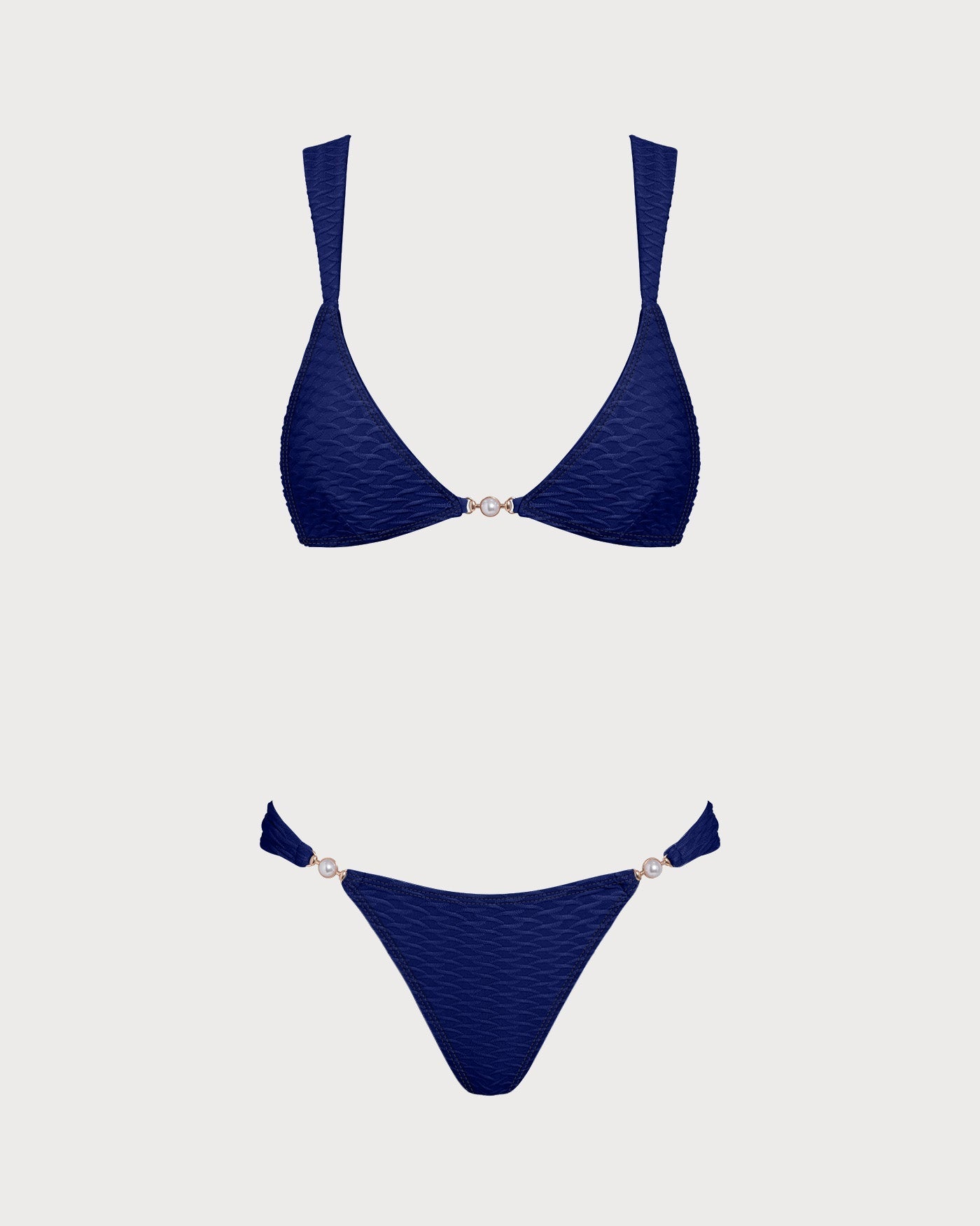 Conjunto de biquíni cortininha texturizado Azul Royal