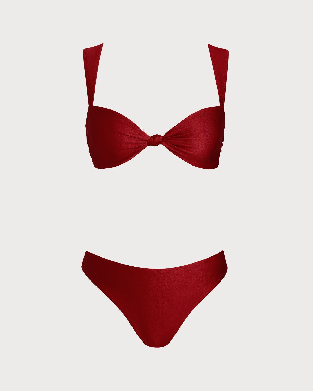 Conjunto de biquíni triângulo vermelho com calcinha de cintura baixa