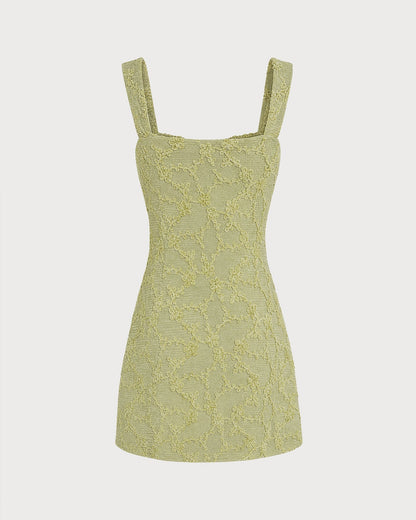 Mini vestido floral em tule verde