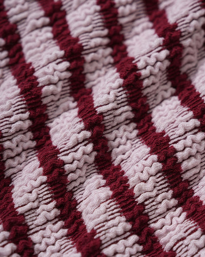 Conjunto de biquíni cortininha listrado vermelho