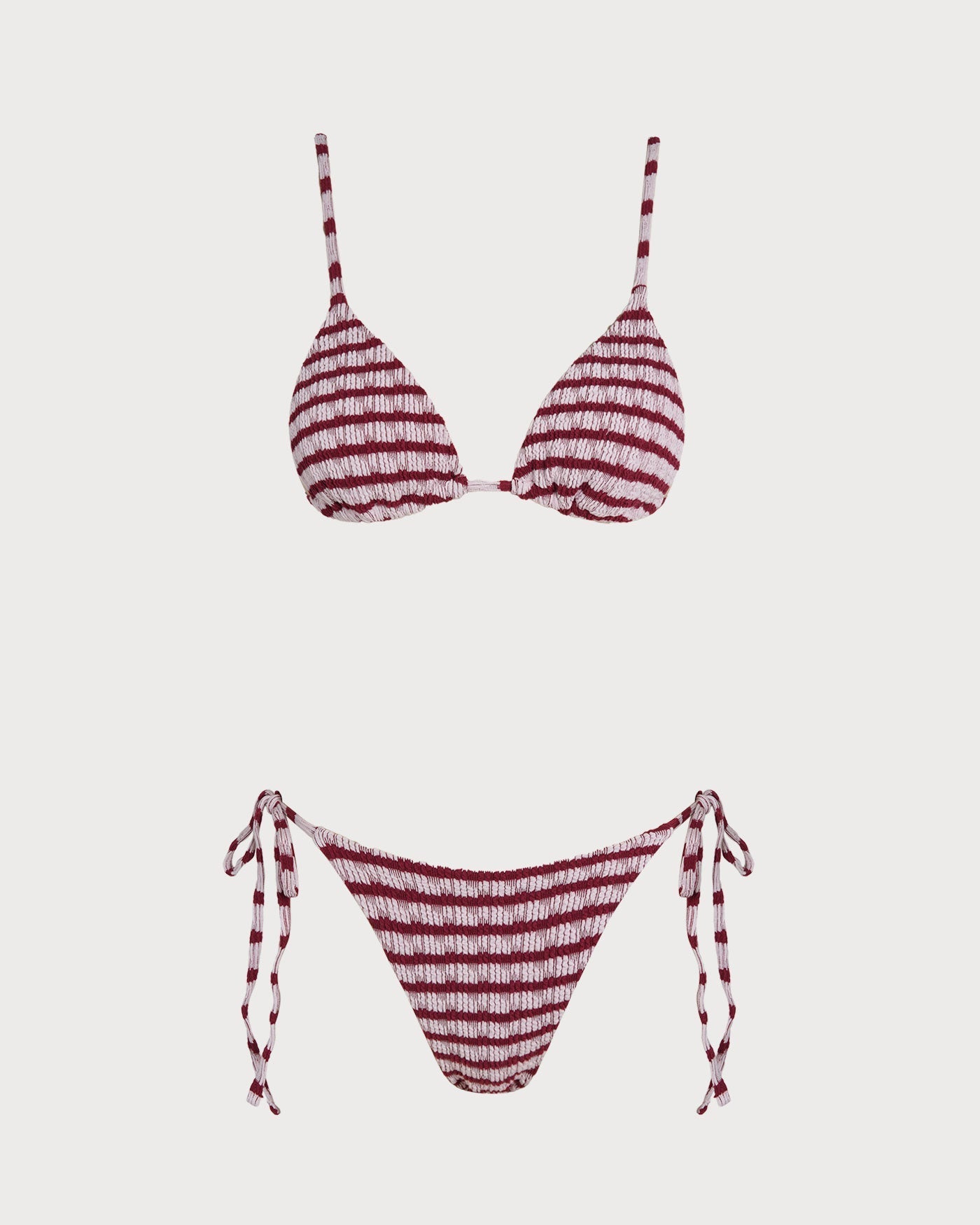 Conjunto de biquíni cortininha listrado vermelho