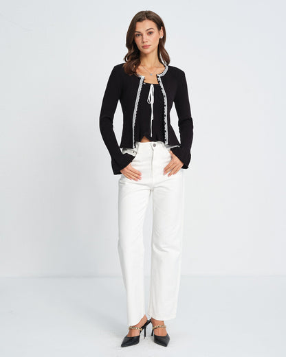 Top cami tomara-que-caia com detalhe contrastante — Preto