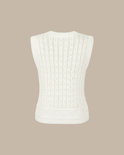 Cardigan de tricô branco com abotoamento simples