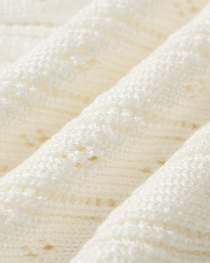 Cardigan de tricô branco com abotoamento simples