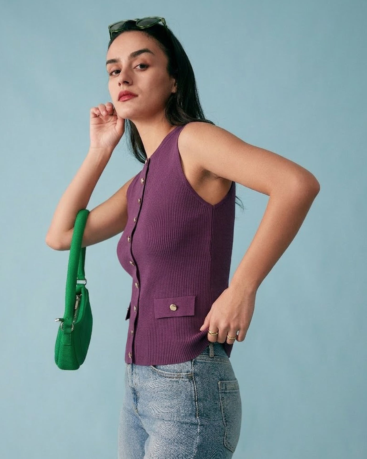 Regata roxa em viscose