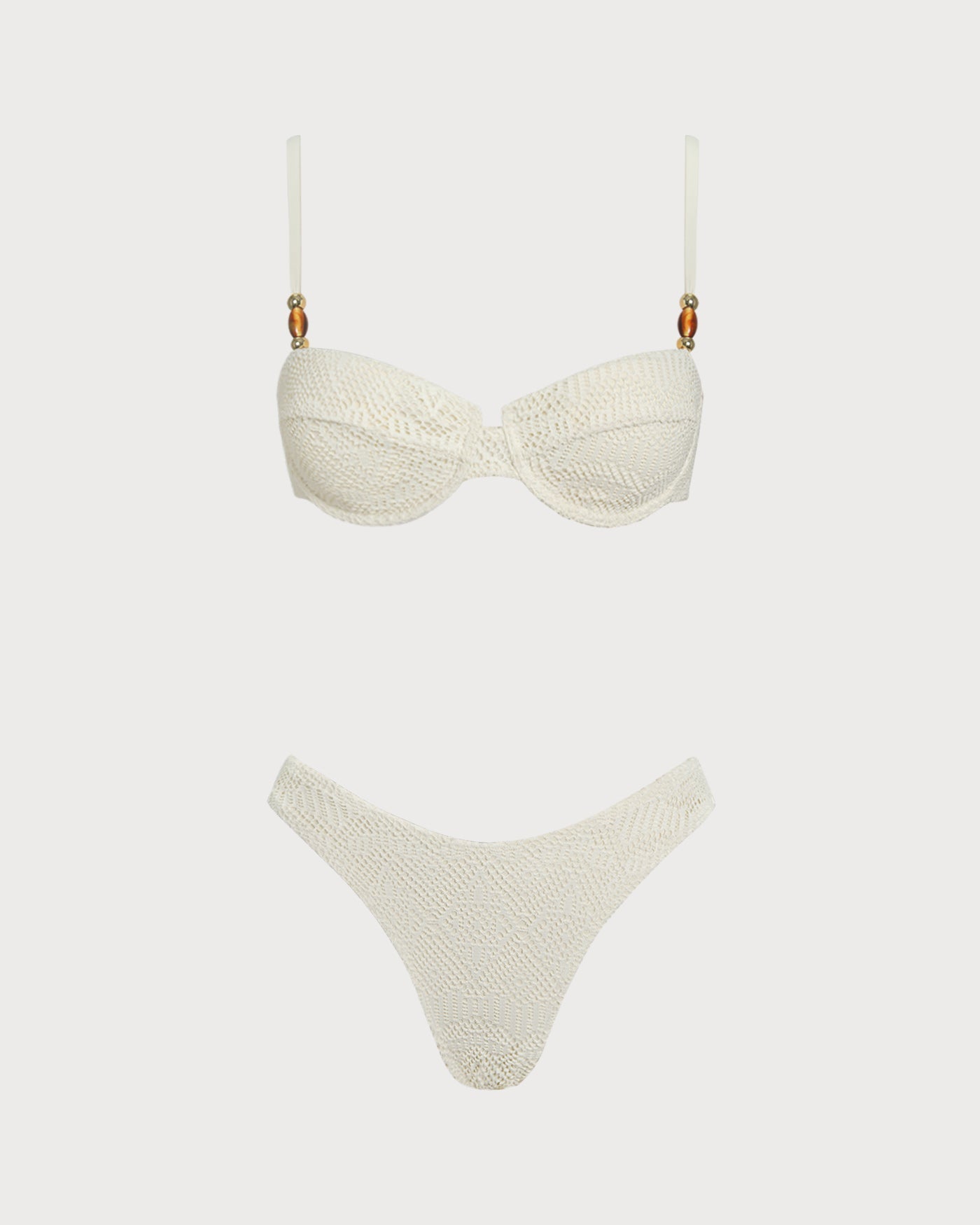 Conjunto 3 peças texturizado com sutiã de aro — Branco