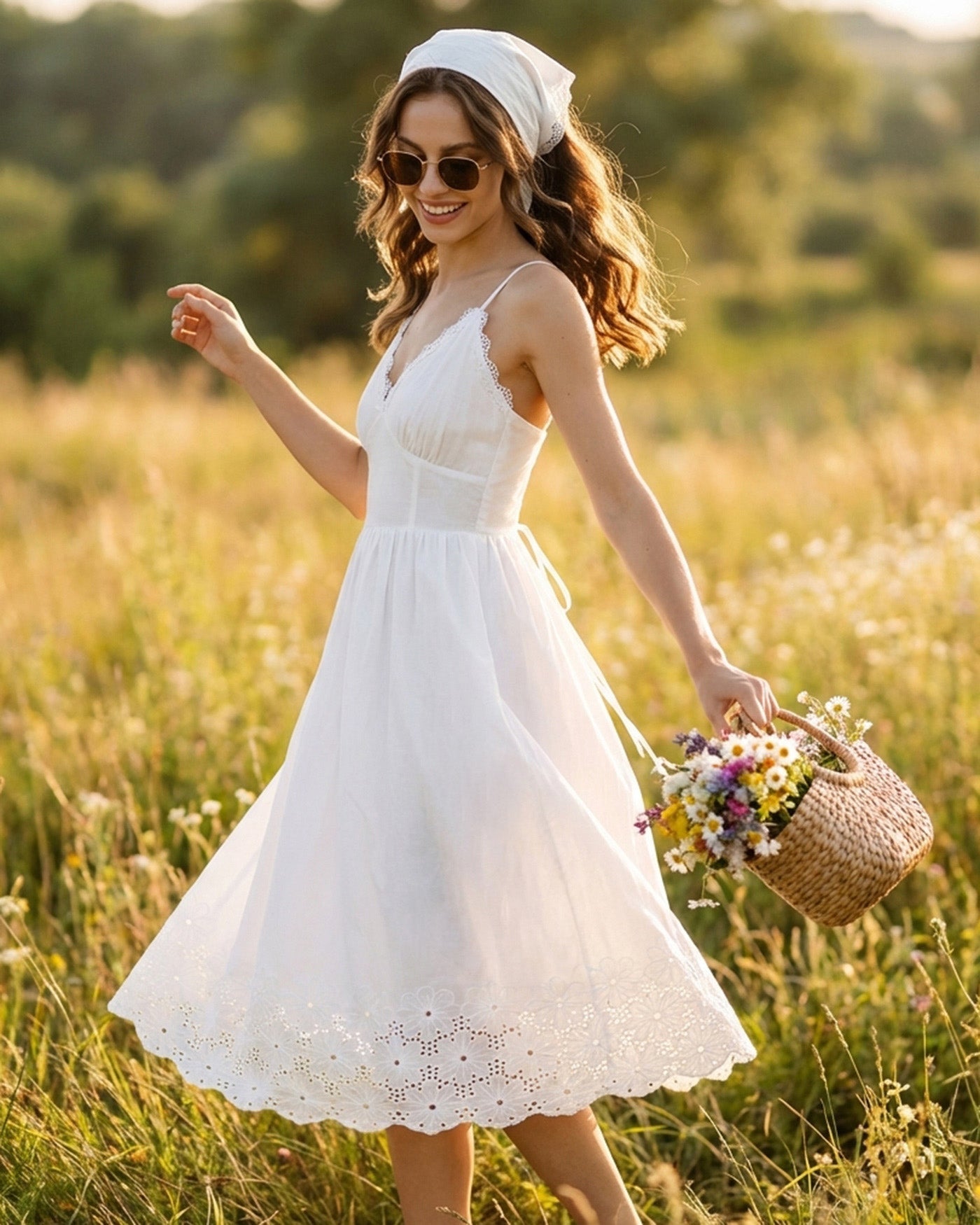 Vestido Slip Midi de Renda Branco com Alças Cruzadas em X